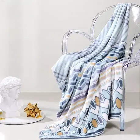 富安娜出品春秋毛毯沙发披肩毯法兰绒午休毯T图片