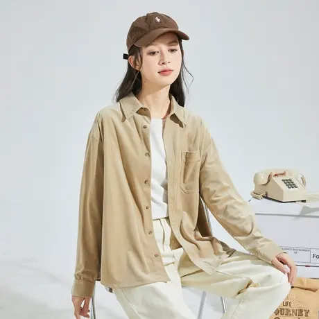 唐狮2024早春新款衬衫女灯芯绒衬衣宽松休闲上衣简约内搭打底2.4图片