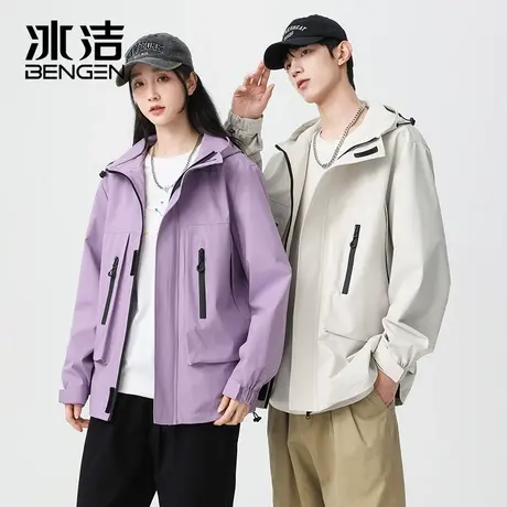 冰洁冲锋衣女春秋季2024新款潮牌户外情侣登山外套青年工装夹克商品大图