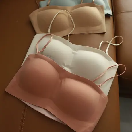抹胸式文胸内衣女夏季聚拢无钢圈性感无痕胸罩肩带乳胶感罩杯裹胸商品大图