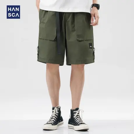 hansca美式复古工装短裤男夏季宽松直筒加肥加大健身休闲五分裤子商品大图