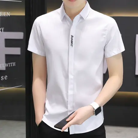 短袖衬衫男夏装简约上衣青年半袖帅气内搭衬衣夏季休闲男装潮汗衫商品大图