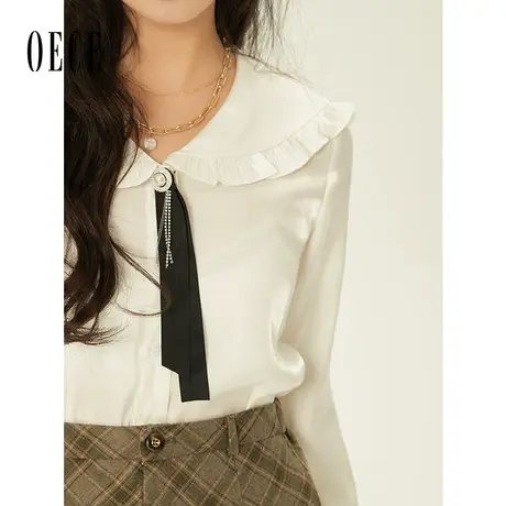 【新品】Oece设计感上衣冬装新款女装法式复古减龄衬衣商品大图