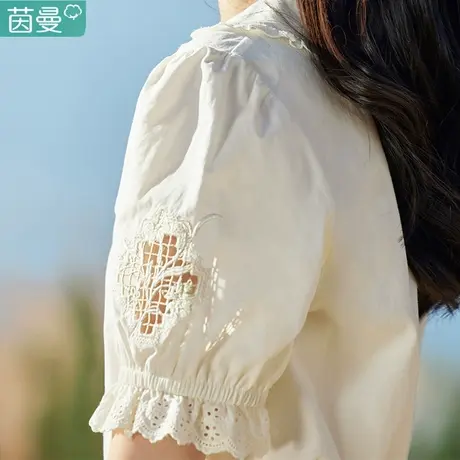 茵曼旗舰店衬衫2024新款女夏款高级感纯棉娃娃衫上衣女夏全棉图片