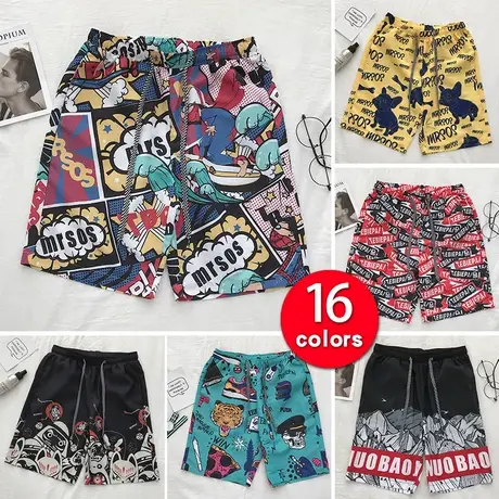夏季薄款沙滩五分裤男女情侣宽松大裤衩休闲运动短裤嘻哈潮牌中裤商品大图