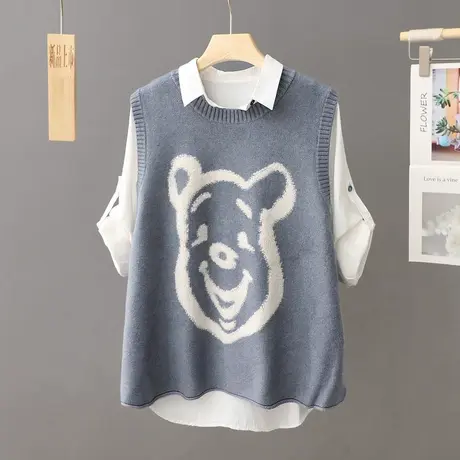 外穿减龄针织马夹背心女2023秋冬新款时尚韩系学生学院风宽松马甲图片