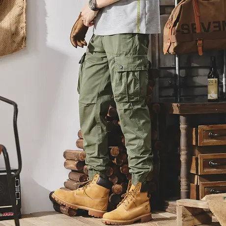 Modi Nick/摩帝尼克男士工装修身直筒长裤多口袋裤子男潮流百搭商品大图