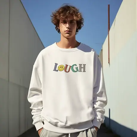 oversize字母圆领卫衣男潮牌ins重磅加肥加大码男装春秋情侣加绒商品大图