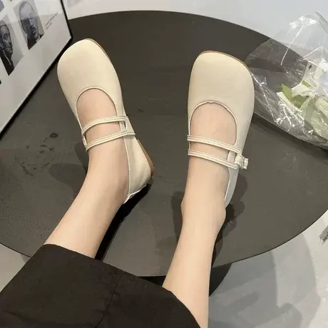 平底奶奶单鞋女鞋子2023年新款夏季温柔晚晚风方头玛丽珍豆豆瓢鞋图片