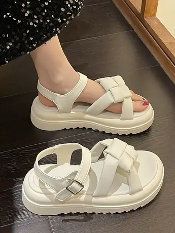 厚底凉鞋女夏外穿2023年新款ins潮配裙子厚底仙女风学生平底凉鞋商品大图