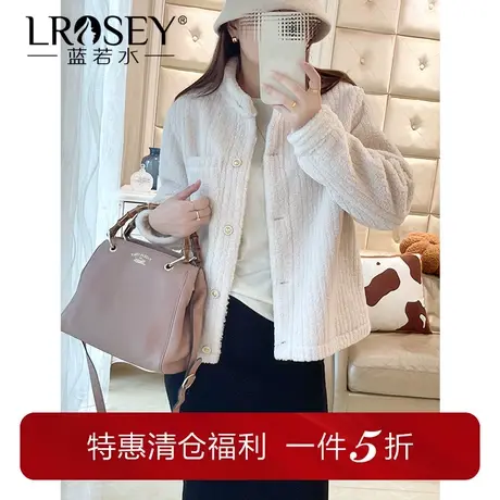 蓝若水大码保暖立领摇粒绒外套女胖mm冬装显瘦上衣商品大图