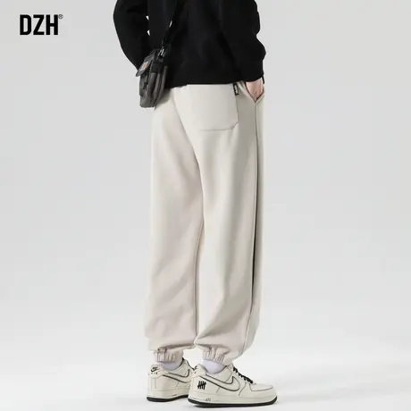 男生束脚卡其色卫裤男美式高街秋季休闲裤子2024新款设计感运动裤图片