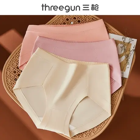 三枪纯棉内裤女高腰收腹抑菌桑蚕丝裆女式透气短裤防夹臀三角内裤商品大图