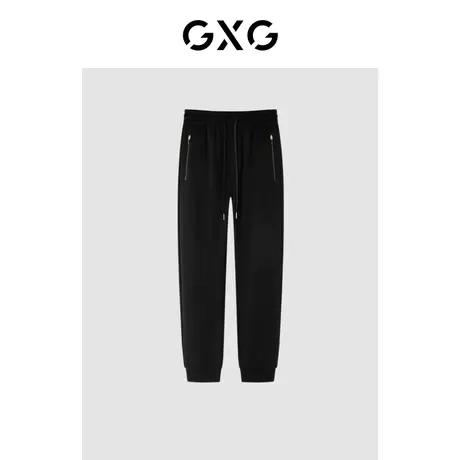 GXG男装【生活系列】21年冬季商场同款黑色潮流束脚休闲裤商品大图