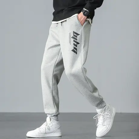 灰色运动裤男春秋款休闲卫裤男士裤子春季宽松束脚裤韩版潮流百搭商品大图
