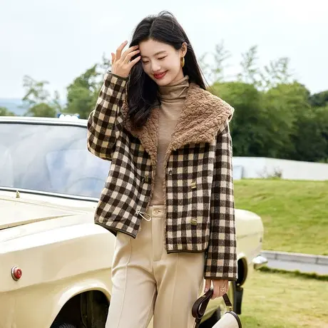 时尚气质保暖加绒棉服外套2022年冬季新款淑女减龄显瘦通勤上衣图片