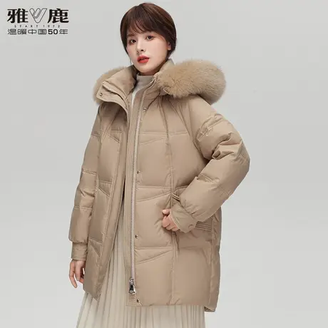 雅鹿大狐狸毛领羽绒服女短款2022冬季新款小个子休闲宽松保暖外套商品大图