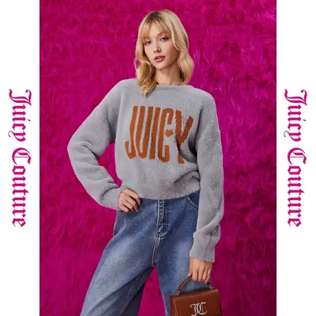 Juicy Couture橘滋秋季装女装年款温暖如初撞色提花圆领毛衣商品大图