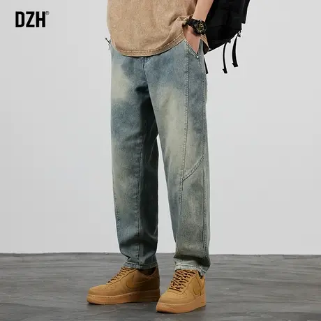 男士美式复古牛仔裤男做旧直筒宽松潮牌休闲长裤百搭裤子2023新款商品大图