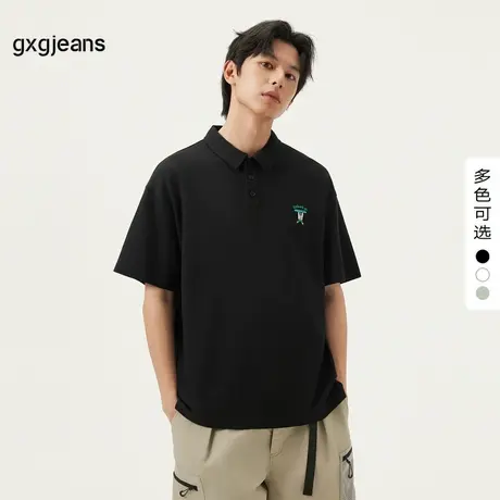gxg.jeans男装 多色趣味绣花休闲翻领短袖POLO衫男 25年夏季新款图片