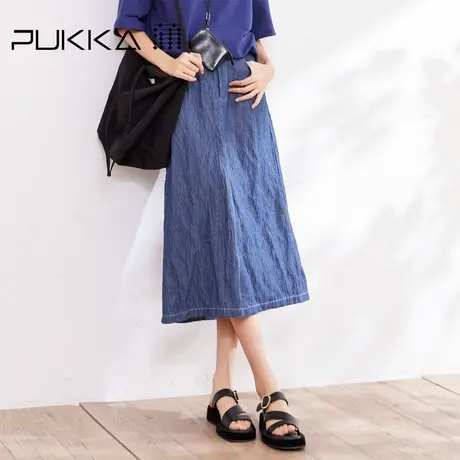 蒲PUKKA 牛仔半身裙女春夏季新款百搭中长款A字半裙图片