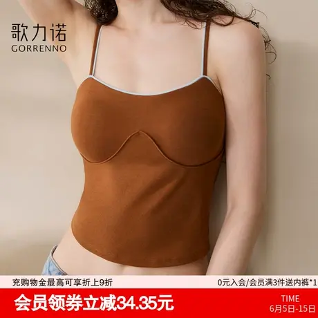 多巴胺吊带美背心夏季外穿内搭防走光高级感带胸垫无袖抹胸上衣女商品大图