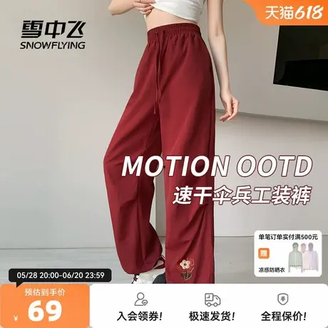 雪中飞工装裤女2025新款春夏冰丝凉感运动裤小个子安可拉红穿搭PC商品大图