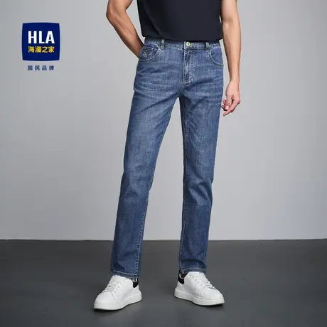 HLA/海澜之家冰氧吧牛仔裤春夏款时尚凉感中腰洗水工艺裤子男商品大图