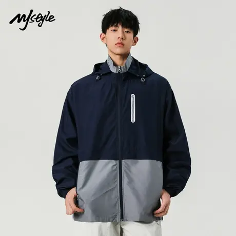 MJ STYLE防晒服男2025新款拼接色防紫外线冰丝轻薄连帽外套男款图片