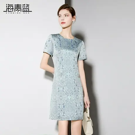 海青蓝 连衣裙夏女2025新款中式女装时尚气质高级设计感小众裙子图片