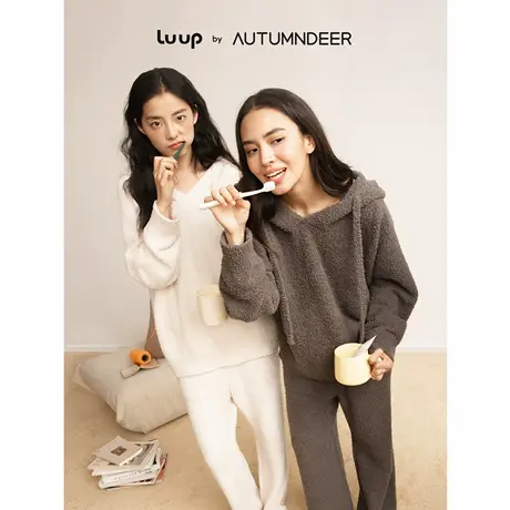 秋鹿Luup | 基础循环 雪尼尔半边绒睡衣女士保暖加绒秋冬季家居服商品大图