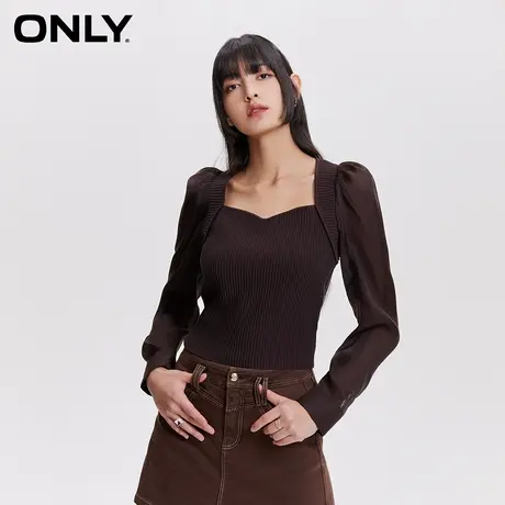 【ONLY奥莱清仓】秋季设计感百搭修身螺纹毛衣针织衫女图片