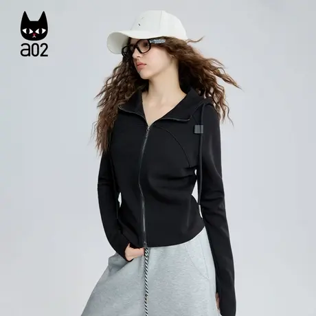 a02修身连帽外套女2025新款秋季通勤穿搭设计感运动户外上衣商品大图