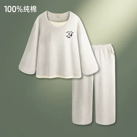 纯棉睡衣女款2025新款A类秋冬季长袖简约高级感可外穿家居服套装商品大图