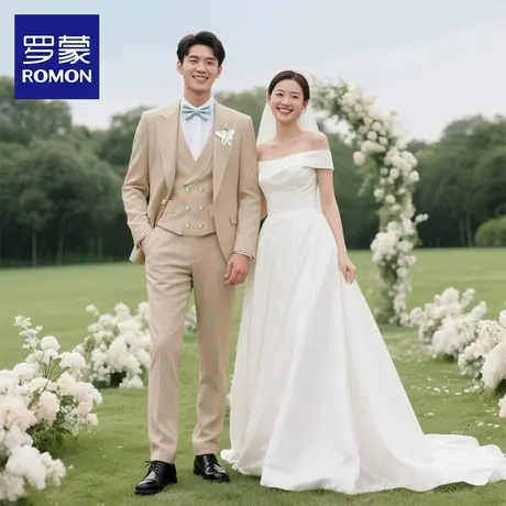 罗蒙男士西服套装2025秋季新款时尚休闲商务装新郎结婚订婚西装NX商品大图