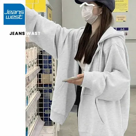 KV真维斯初秋连帽卫衣外套女2025新款薄款小个子学生休闲韩系开衫商品大图