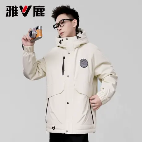 雅鹿新款正品男女同款气质连帽保暖韩版加厚修身显瘦羽绒服防寒衣图片