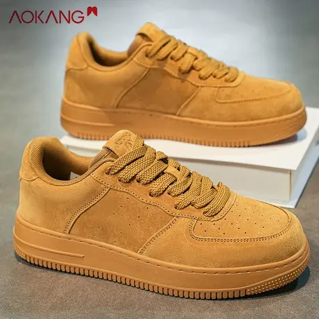 奥康空军小麦色男鞋2025新款秋季透气运动休闲男时尚厚底一号板鞋图片