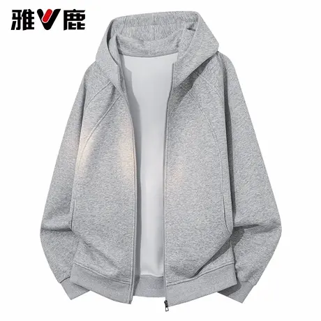 雅鹿连帽开衫减龄宽松卫衣2026春夏季新款男青年时尚纯色休闲外套商品大图