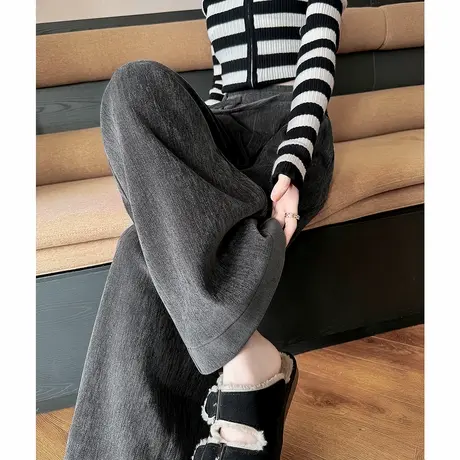 唐狮秋冬休闲长裤女渐变丝绒长裤工装阔腿直筒裤百搭宽松休闲tuTA商品大图