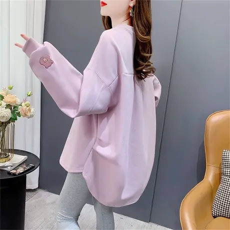 春秋薄款刺绣圆领卫衣女2023新款早春爆款洋气减龄宽松设计感上衣商品大图