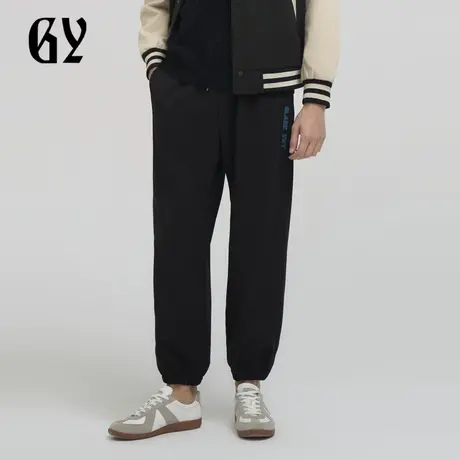 雅戈尔奥莱 GY男装时尚男士时尚字母胶印休闲抽绳束脚裤子商品大图