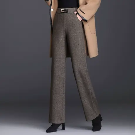 毛呢裤子秋冬女士高腰阔腿裤2023新款垂感宽松直筒裤气质显瘦长裤商品大图