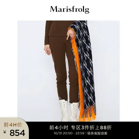 【休闲系列】玛丝菲尔休闲裤冬季新款咖啡色高腰羊毛束脚铅笔裤图片