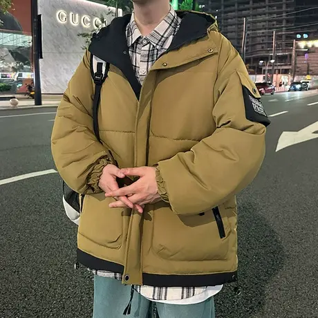 品牌清仓羽绒棉服男冬季保暖加厚棉衣青少年潮牌连帽外套男士棉袄商品大图