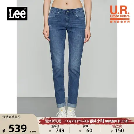 Lee商场同款401标准中腰锥形蓝色女牛仔长裤休闲LWB100401100-230图片