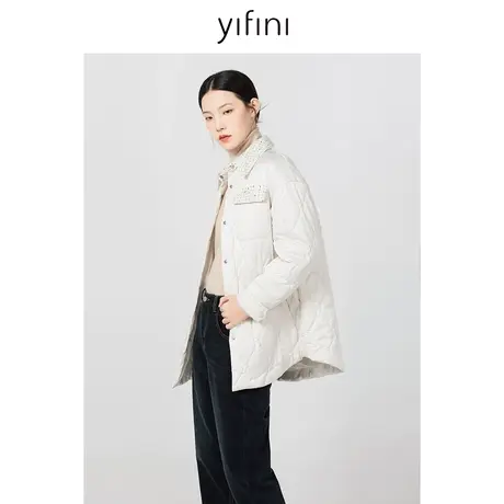 Yifini/易菲小翻领保暖直筒棉服女冬季新款宽松时尚外套棉衣商品大图