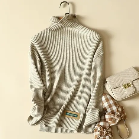 堆堆高领毛衣打底衫女秋冬2022年新款爆款加厚慵懒风宽松外穿上衣商品大图