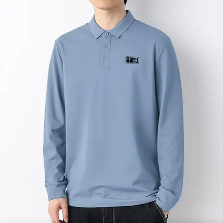 珠地棉男士长袖polo衫中国潮流翻领t恤商务带领打底衫保罗秋衣服商品大图