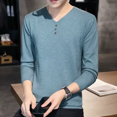 毛衣男士春秋季新款韩版潮流个性v领针织衫潮牌百搭休闲薄款上衣商品大图